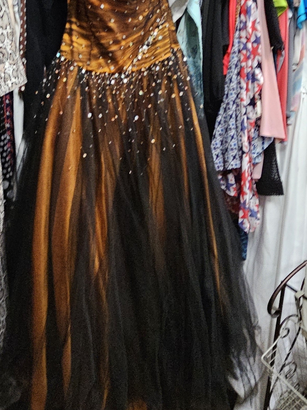 Black and Orange Tulle Evening Dress - Elegant Formal Wear